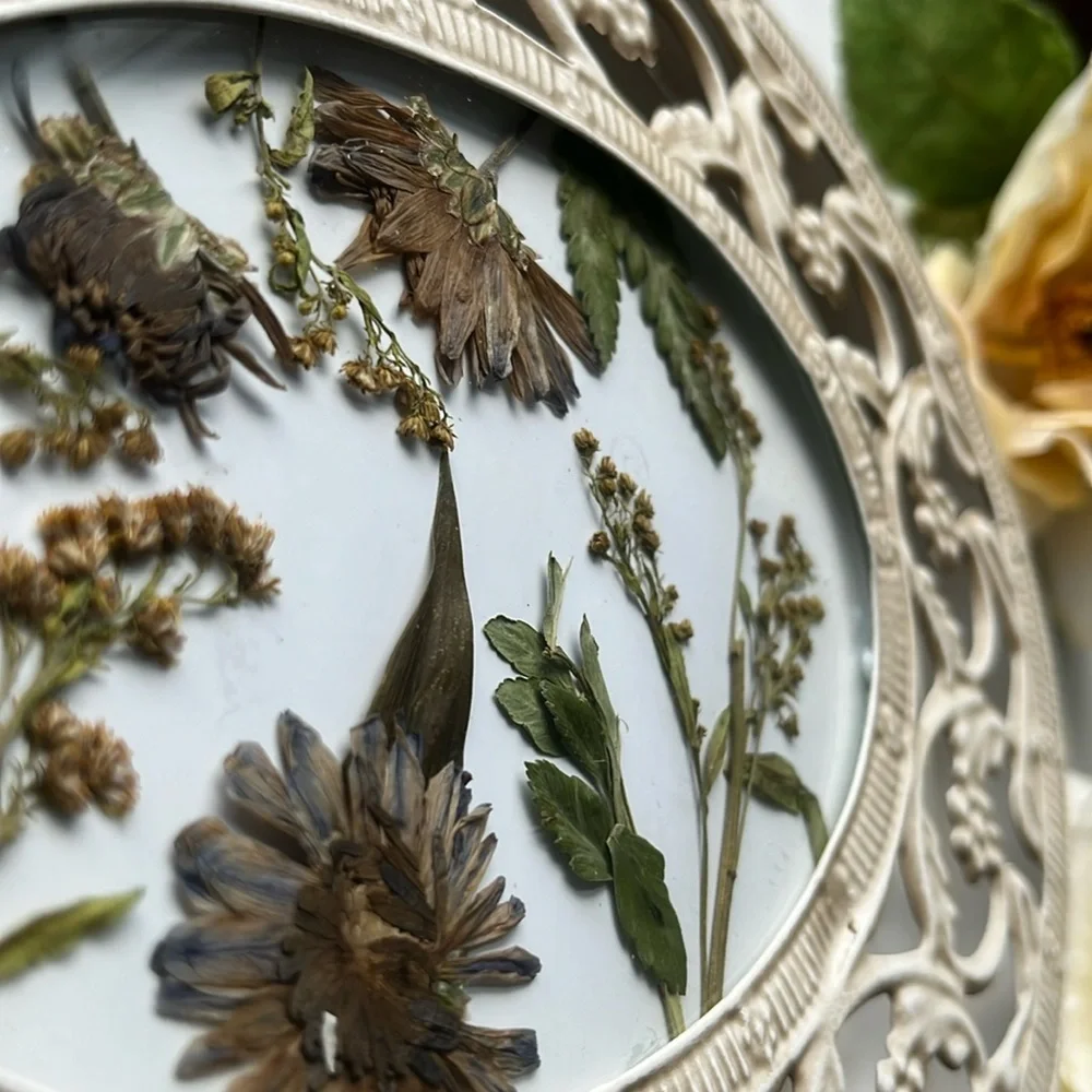 Vintage Ornate Frame with Dried Flowers